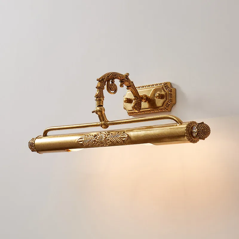 Mirror lamp Oil painting lamp Photo lamp Full copper mirror headlamp French European retro bathroom Bathroom dresser wall lamp