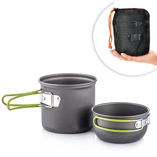 Kit de utensilios de cocina para acampar, juego de ollas ultraligeras, vajilla de cocina para exteriores, senderismo, Trekking, Picnic, pesca, Montañismo