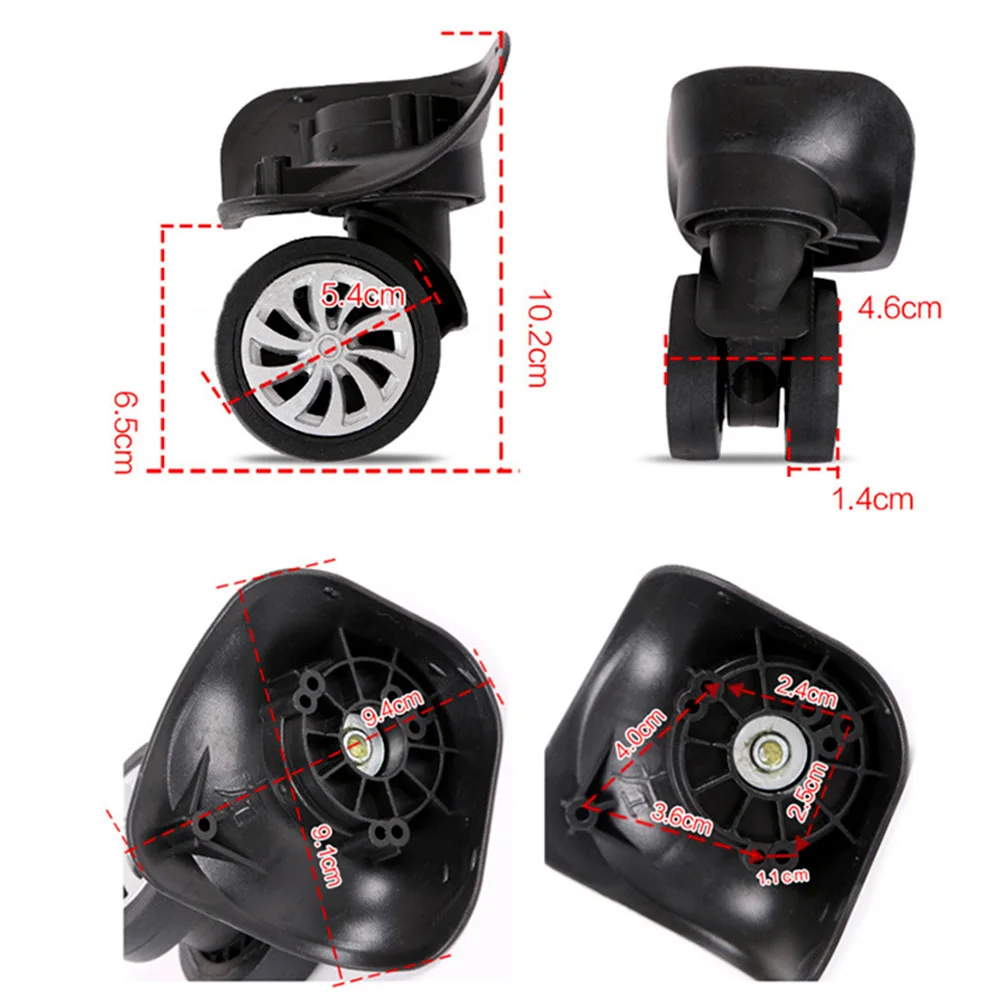 4pcs/set Top 2019 Hot New Pro Luggage accessories wheel Suitcase 10.2*6.5cm Black Repairment Spare 360° Swivel