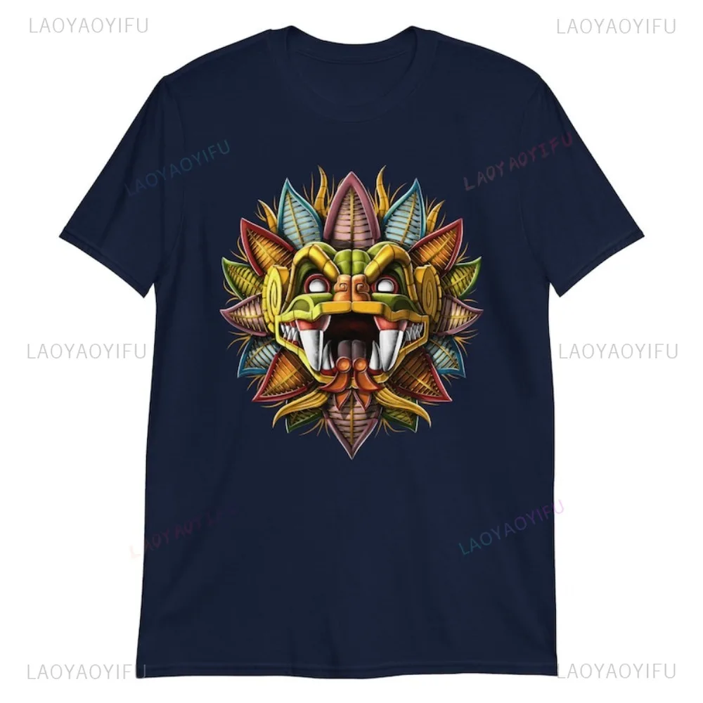 Quetzalcoatl Aztec God High Quality T-shirt Ancient Aztec Style Mayan God Men's Short Sleeve Tshirt Fashion Mexican Unisex Tops