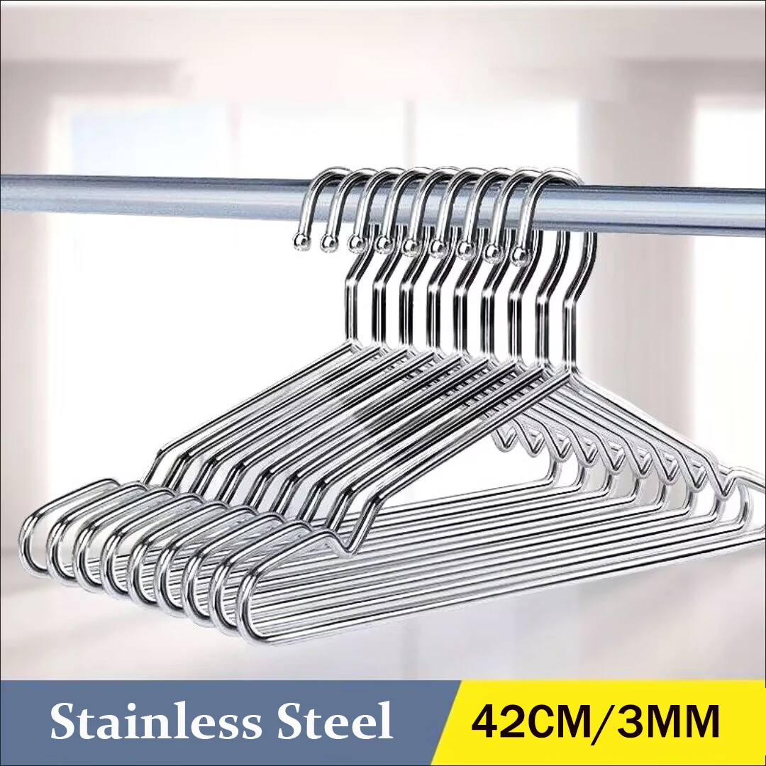 

New 10/20pcs Stainless Steel Coat Hanger Closet Clothes Organizer Shirt Wardrobe Storage Save Space Adults Children