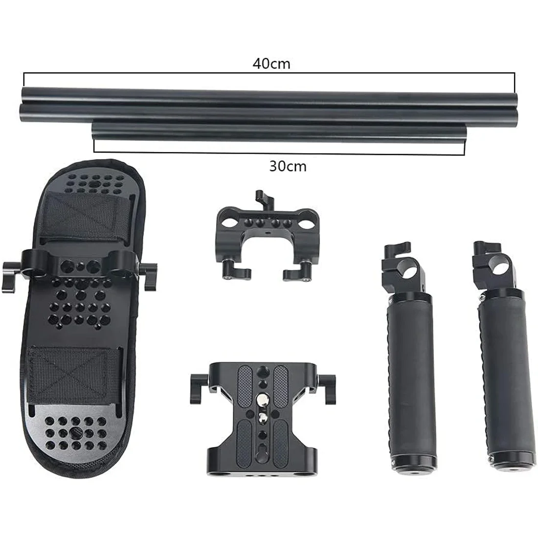 Topcine 15mm Shoulder Pad Support System for Camera Cinema Camcorder, Mount Rig with Base Plate, Rod, Handle Set