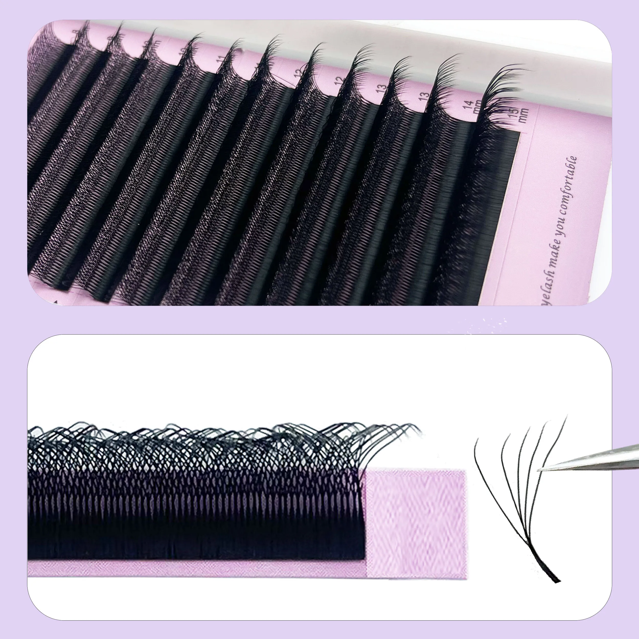 MIOFIA 5D W형 속눈썹 연장 0.07mm 자연스러운 러시안 볼륨 자연스러운 부드러운 프리메이드 팬 속눈썹 연장 미용 메이크업용