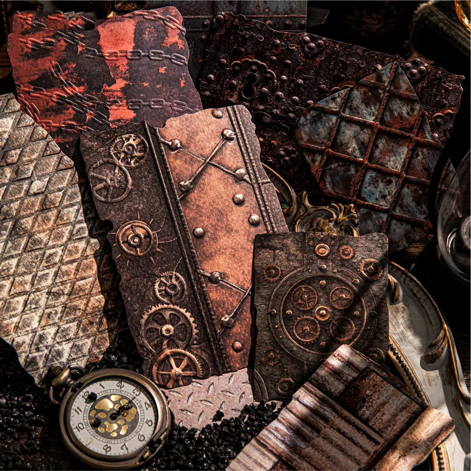 Paper Rust Series Vintage Rust Relief Landscape Material Paper Creative DIY Junk Journal Collage Scrapbooking Stationery