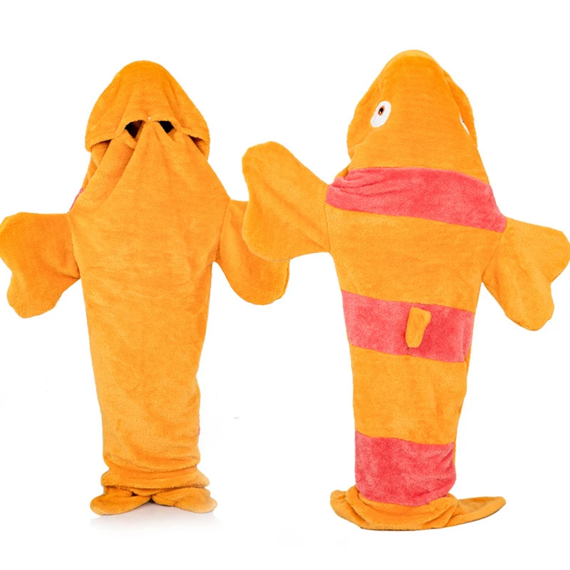 Unisex Kids Clownfish Plush Sleeping Bag Pajamas Tropical Sea Creature Dress Up Adult Clown Fish Halloween Costume