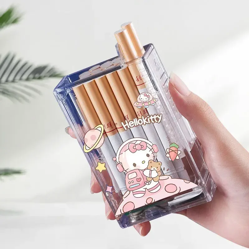 Sanrios Hello Kitty Kuromi Cigarette Case Rechargeable Cigarette Lighter 20Pcs Cigarette Boxes Integrated Usb Electronic Lighter