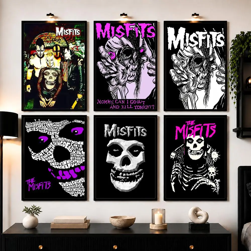 M-Misfits Hot Horror Punk Rock Poster Wall Art Sticker For Living Room Bedroom Bar Home Decor Mural Painting Decoration