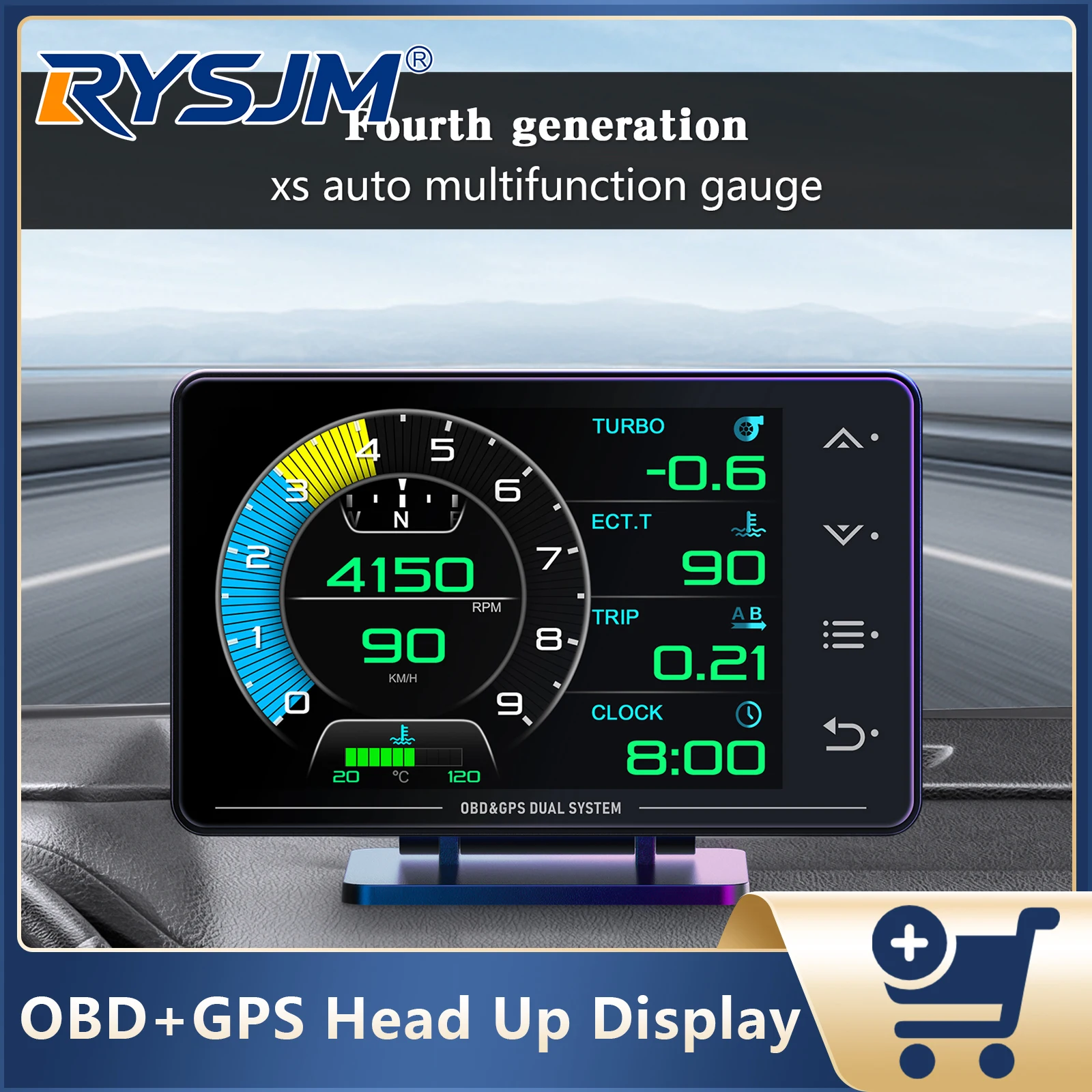 

Многофункциональный дисплей XS OBD+GPS для автомобиля: HUD-проектор, тахометр, измеритель скорости, температуры воды, давления масла, бортовой компьютер