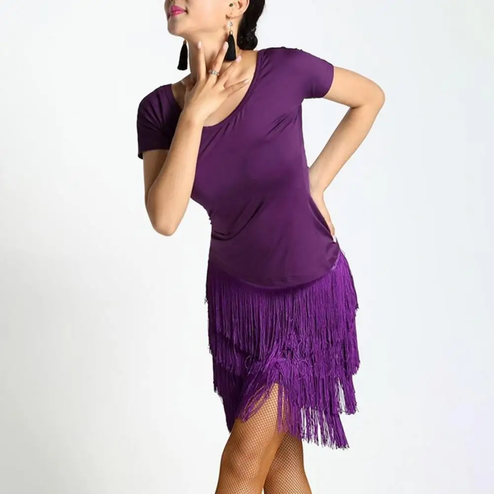 Vrouwen Rok Vier Lagen Kwastjes Korte Rok Jurk Elegante Dans Performance Rokken Latin Dance Mini Rokken Casual Rok Jurk