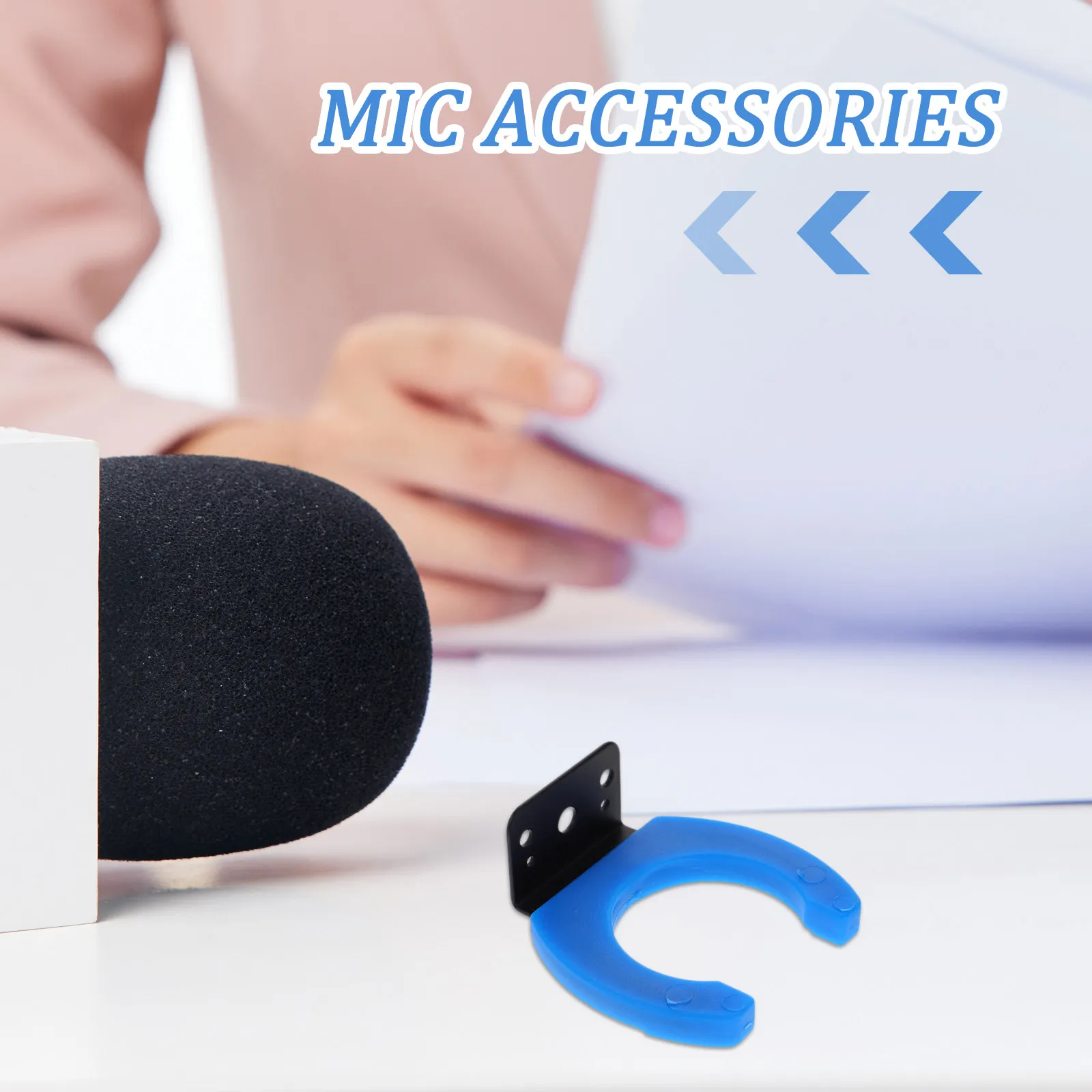 2Pcs Microphone Wall Hook Stand Rubber Iron Mic Holder Universal Storage Rack for Ktv Home Studio Recording Broadcasting