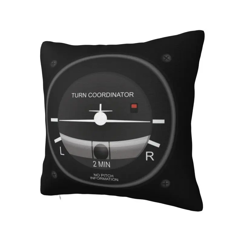 Modern Turn Coordinator Flight Instruments Cushion Cover for Sofa Velvet Aviation Airplane Pilot Pillow Case Home Decor
