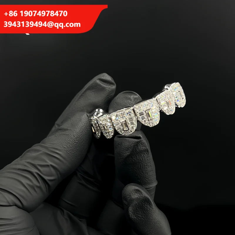 

18K Gold Plated Moissanite Round Brilliant Cut Grillz Hop Luxury Teeth Jewelry Custom Made Unisex
