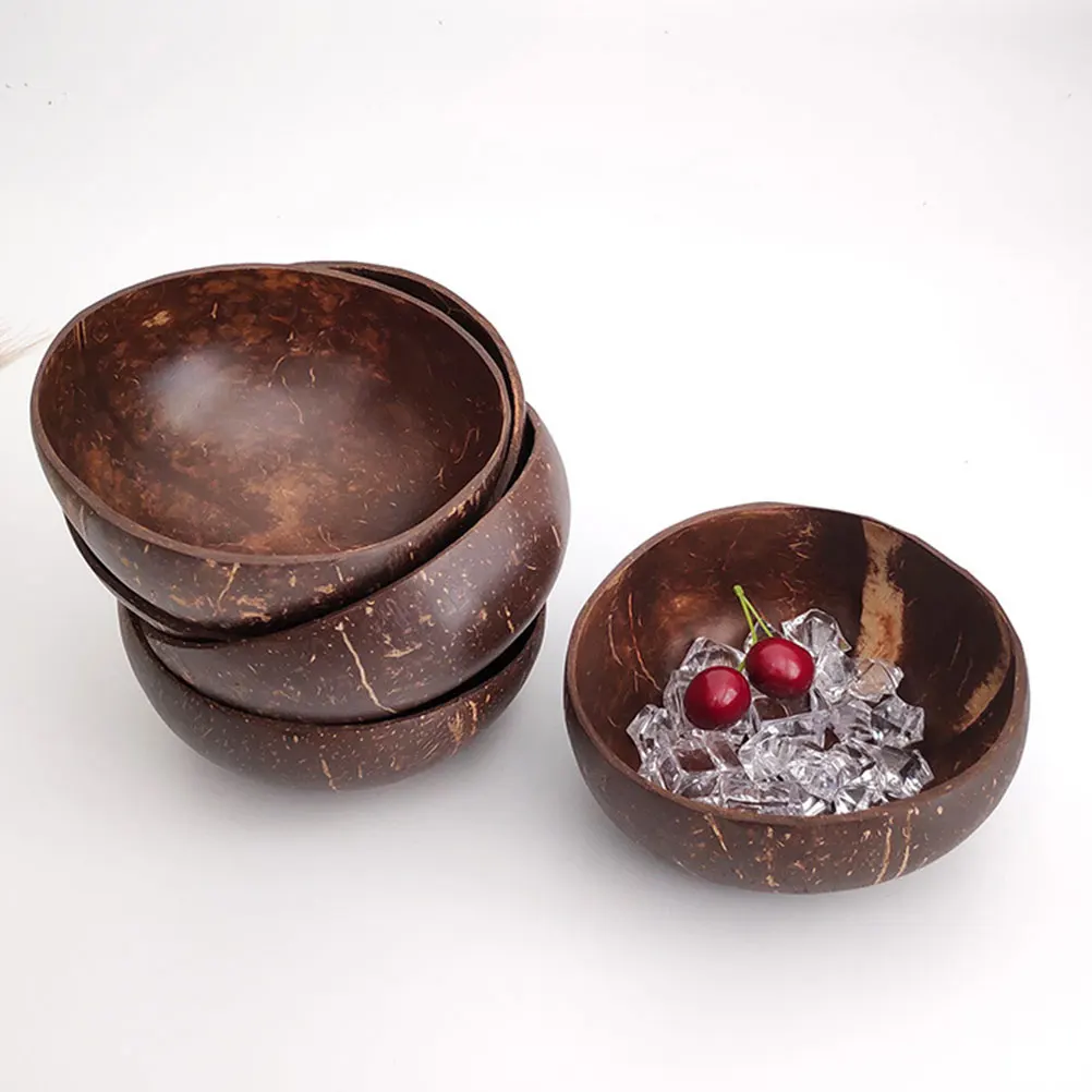 

Coconut Shell Bowl Kitchen Food Container Salad Snack Dessert Rice Noodles Smooth Practical Lightweight Camping Home