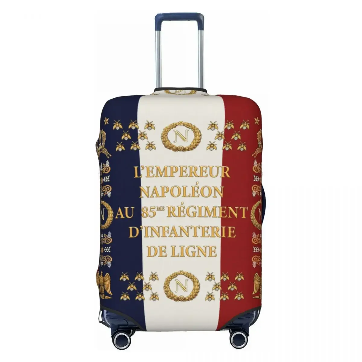 Custom Napoleonic French 85th Regimental Flag Travel Luggage Cover  France Fleur De Lis Suitcase Cover Protector Fit 18-32 Inch