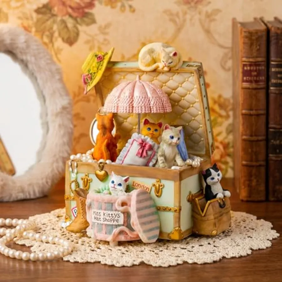 

Cat Music Box Gift for Girlfriend Wife Daughter Grandma Granddaughter Sister Friends, Cute Kitty Musical Box Anniversary Birthd