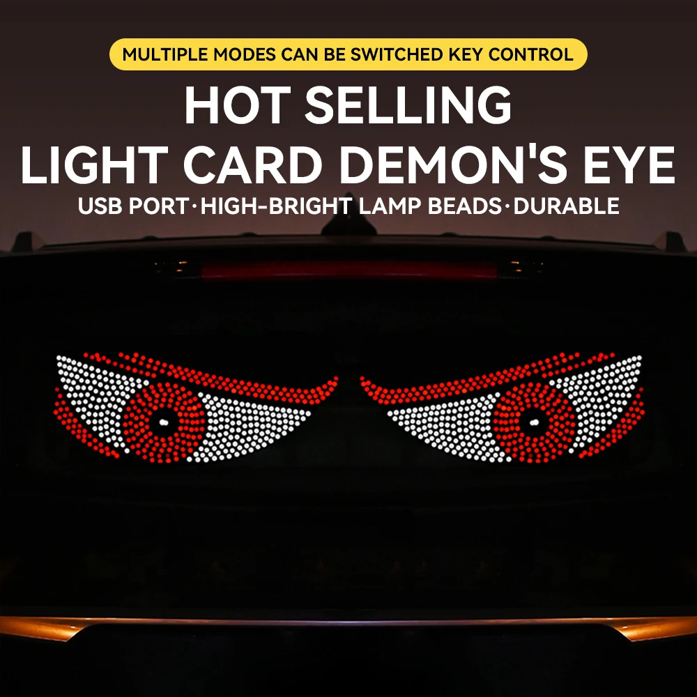 Truck Car Devil's Eye Light RGB Dynamic Demon Eye Decorative Light Led Display Decor Pixel Panel Windshield USB Multi-Mode Lamp