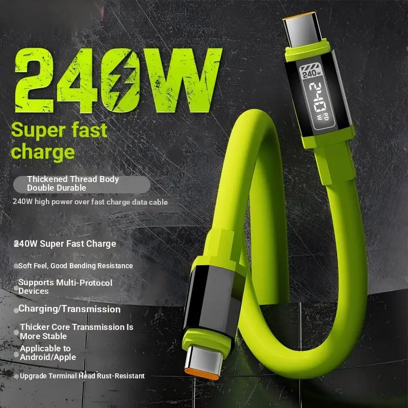 

USB Type-C Charging Cable Fast Charging MAX 240W Lightning Multi Functional Aluminum Alloy 240W suitable For iPhone15 16 Samsung