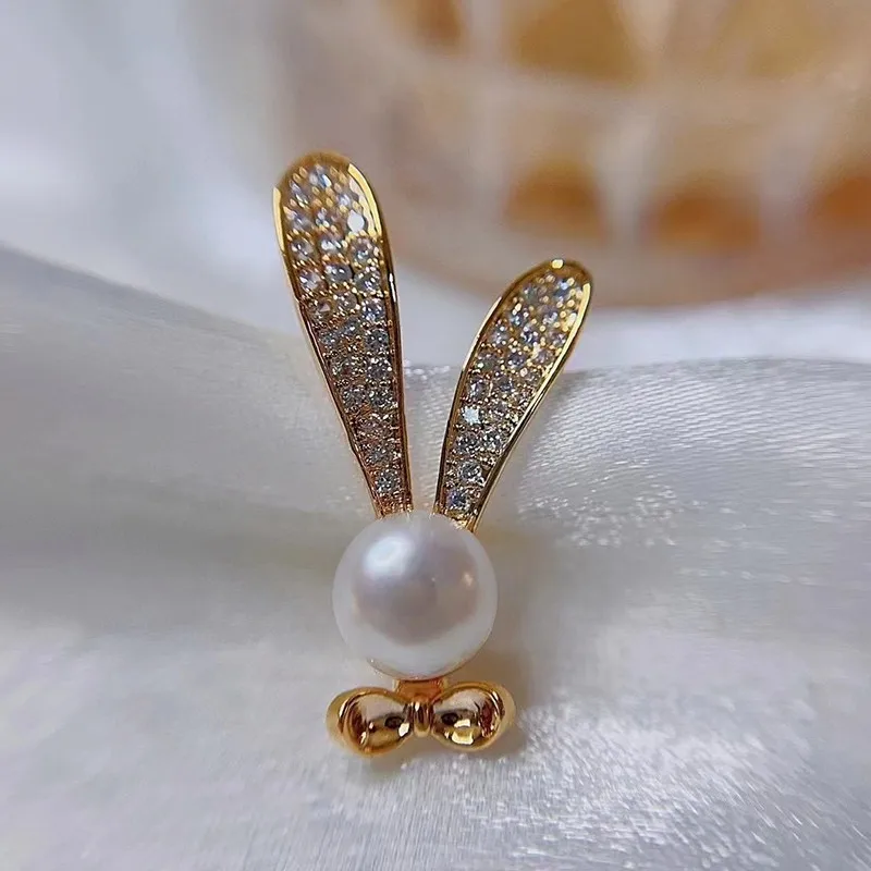 

3Pcs/Lot Lovely Bunny DIY Pearl Breastpin Fittings Rabbit Brooch Women Handmade Jewelry Making Components