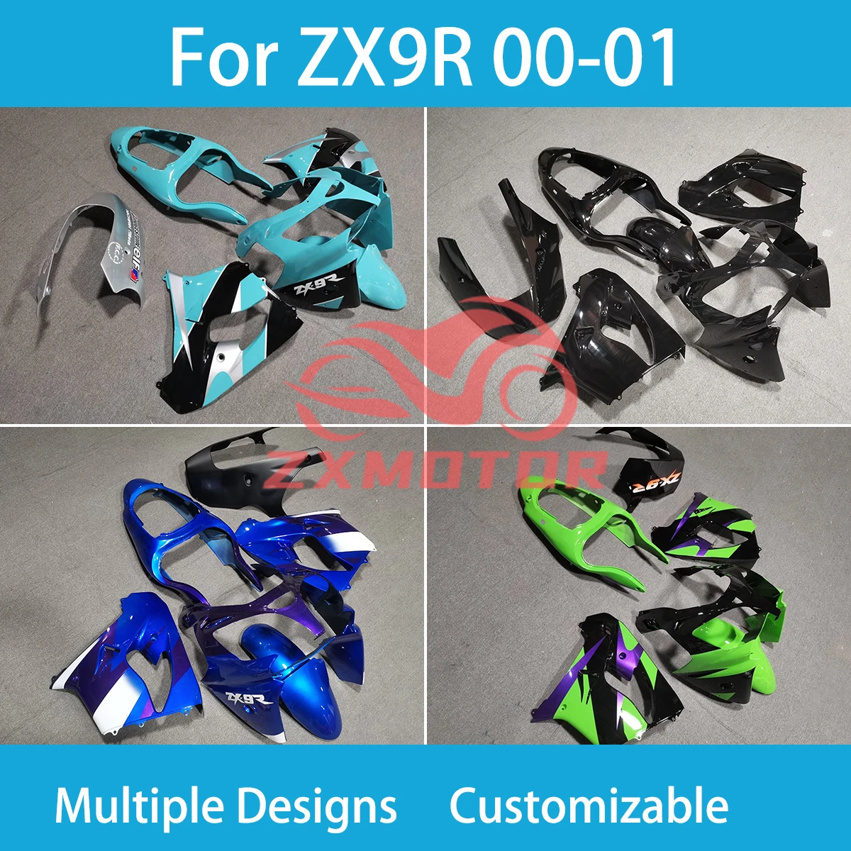 Motorcycle Fairings for Kawasaki ZX9R 2000 2001 Hight Quality Injection ABS Fairing Bodywork Kit Panel Set ZX 9R 00 01