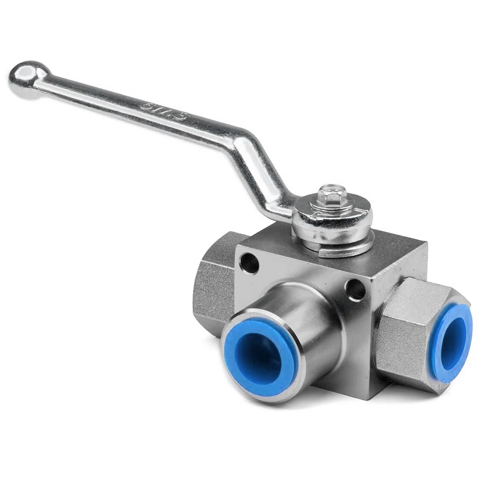 1pc 3 Way Hydraulic Ball Valve High Pressure Ball Valve 1/4 BSP-500Bar Shutoff Valve For Water Oil Natural Gas
