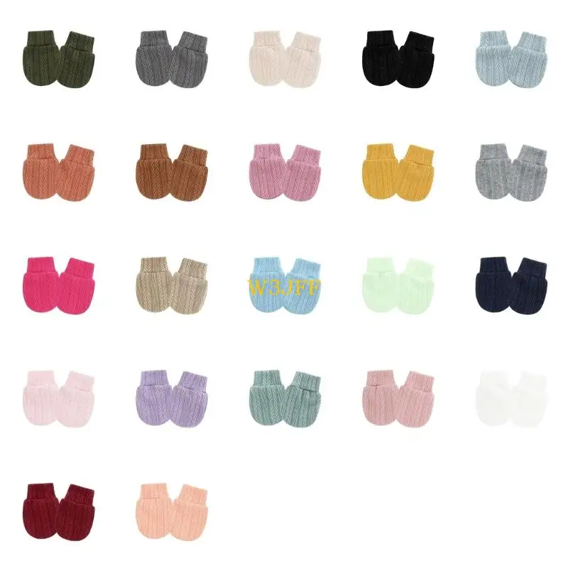 

W3JF хлопковые варежки с защитой от царапин для новорожденных, мягкие дышащие чехлы для рук с эластичными манжетами, защита для