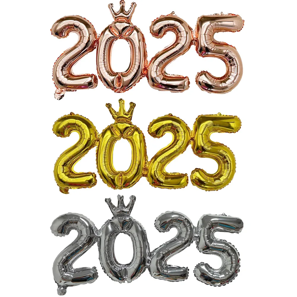 1pc 16inch Connection Crown 2025 Number Foil Balloons New Year 2025 Decoration Christmas Festival Party Anniversary Party Decor