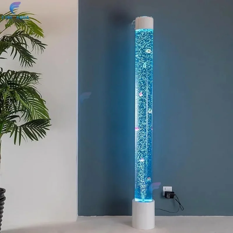 custom.Large Sensory Fish Bubble Light Tube, Wall Mountable Aquarium Column with Remote & 8 Color Changing Lights
