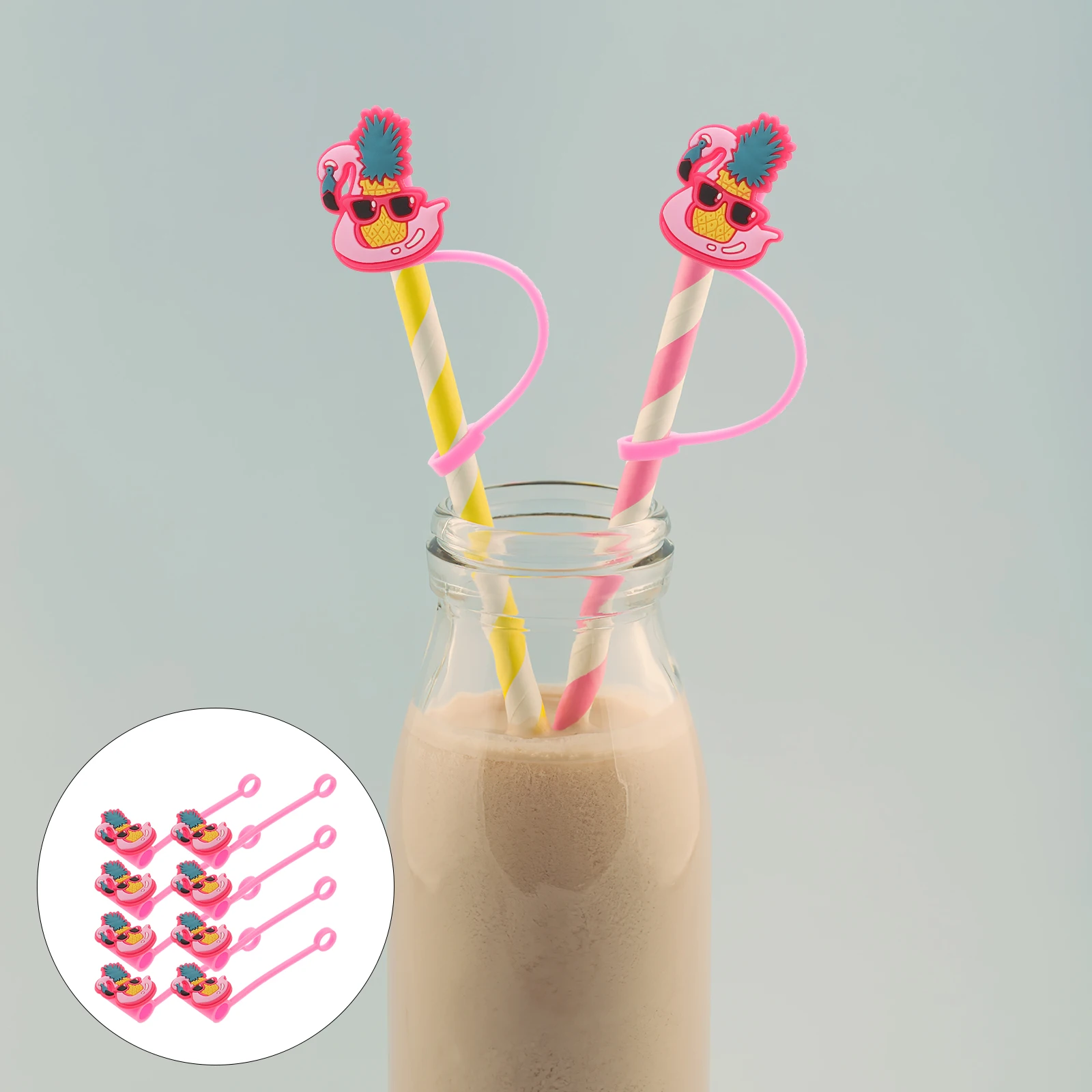 

8Pcs Straw Covers Lovely Silicone Straw Tips for Drinking Straws Portable Washable Reusable Toppers for Outdoor Travel