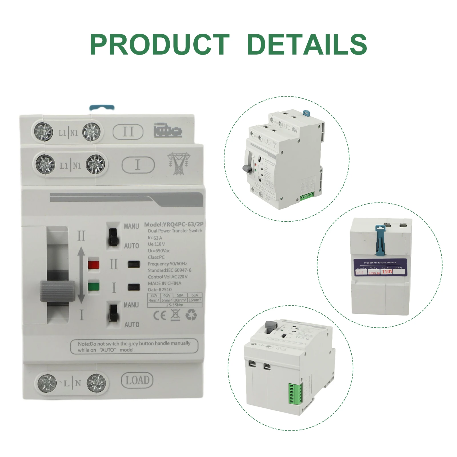 Automatic Manual Transfer Switch Reliable Power Switch As Picture Automatic Transfer Switch 50Hz And 60Hz Compatible