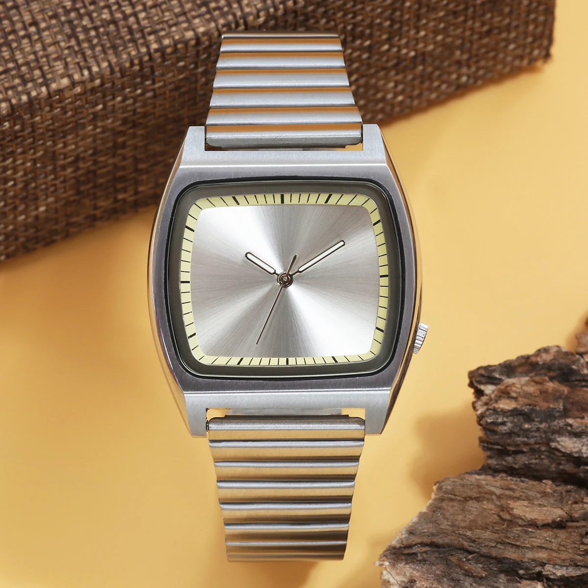 Men‘s Quartz Watch Couple Watch Bauhaus Design Sterile Dial Stainless Steel Unisex
