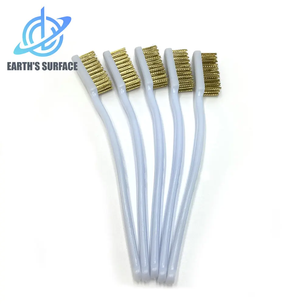 DB-3D Printer Parts 5Pcs/lot 175mm Brass Wire Brush Mini Paint Rust Remover Steel Wire Brushes Industrial Metal Cleaning Brush