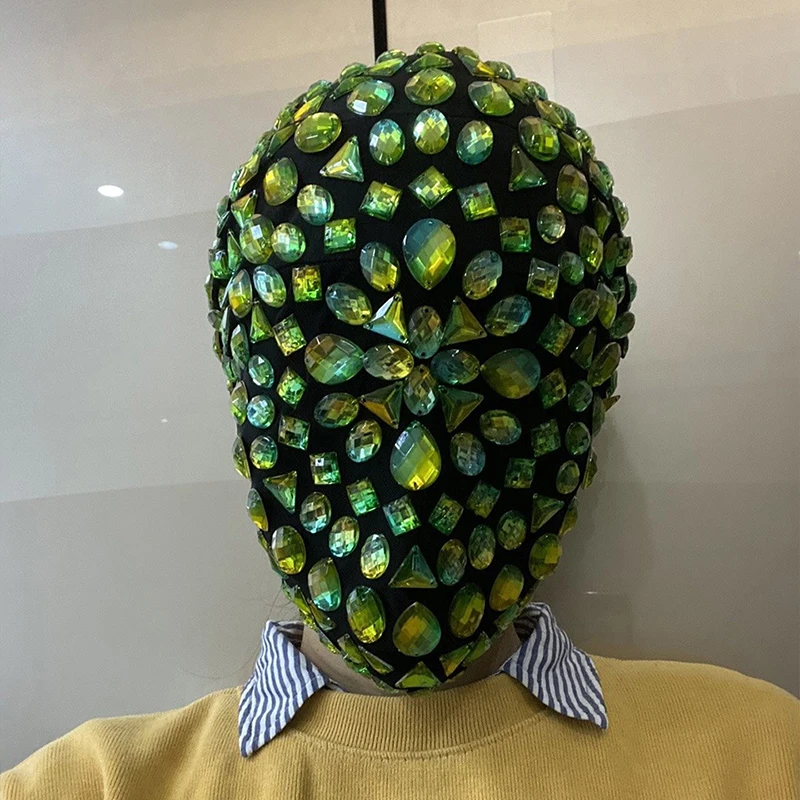 

Блестящая маска на Хэллоуин для взрослых, полностью закрывающая голову, с камнями, для вечеринок, фестивалей, рейвов, ночных клубов, танцевальных выступлений, косплея