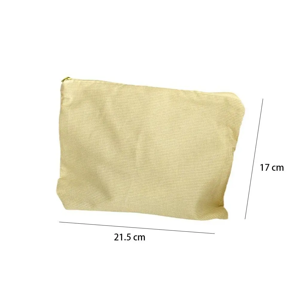 حقيبة مستحضرات التجميل القطنية الأنيقة باللون الوردي/الأزرق/الأصفر ذات سعة كبيرة حقيبة يد للتخزين حقيبة مكياج مربعة للنساء