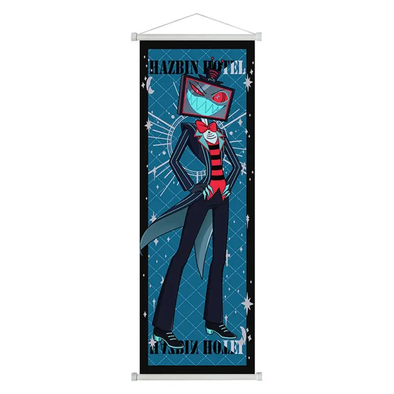 Póster de Alastor de Hazbin Hotel, Figura de Anime, Pergamino Largo, Pintura Colgante, Decoración de Pared con Dibujos Animados de Lucifer, Adornos Colgantes para Habitación