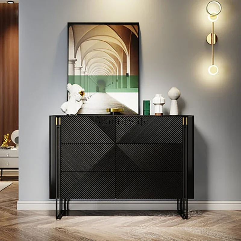 01Italian light luxury six-chest cabinet minimalist rock slab storage six pumping storage cabinet