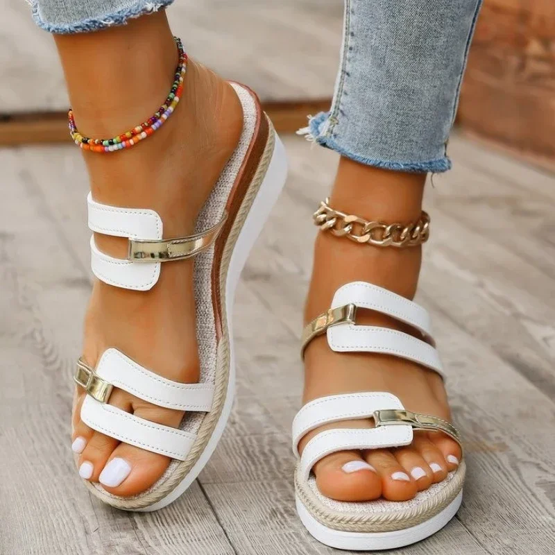 

Sandalias de moda para mujer, zapatos deportivos cómodos, antideslizantes, recortados, suaves, cuñas, ,novedad de verano