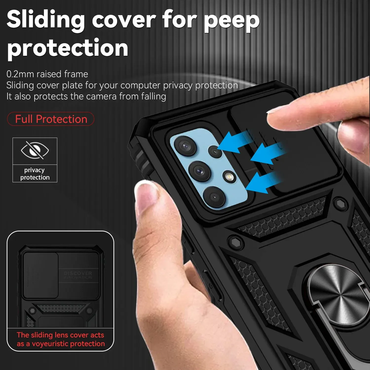 For Samsung Galaxy A32 SM-A325F Case Shockproof Armor Case For Galaxy A32 5G SM-A326B Slide Push Pull Camera Lens Ring Cover