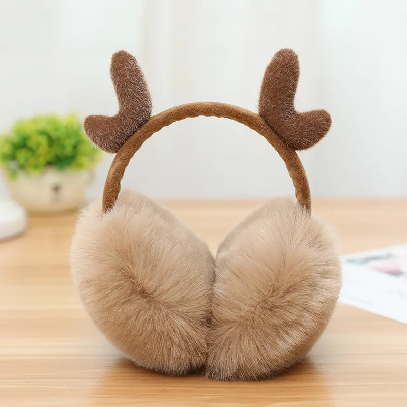 Christmas Antlers Earmuffs Soft Plush Ear Warmers Cute Elk Earmuff Autumn Winter Warm Ear Muffs For Women Girls High Quality