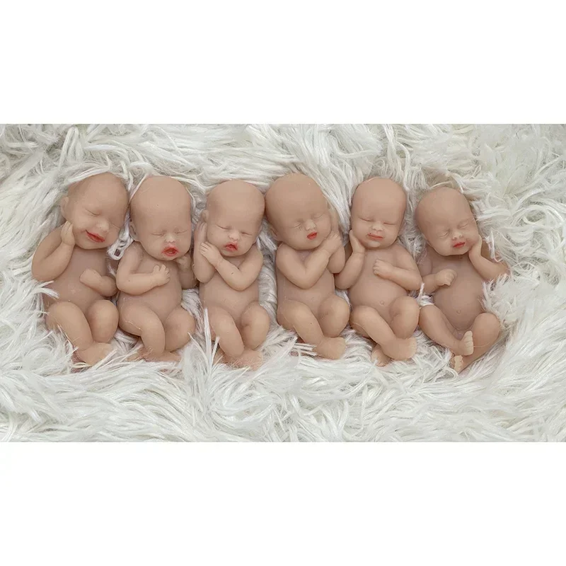 6 sztuk/zestaw 3 Cal Reborn Baby całe ciało silikonowe lalki Reborn Doll bardzo miękkie w dotyku antystresowe lalki