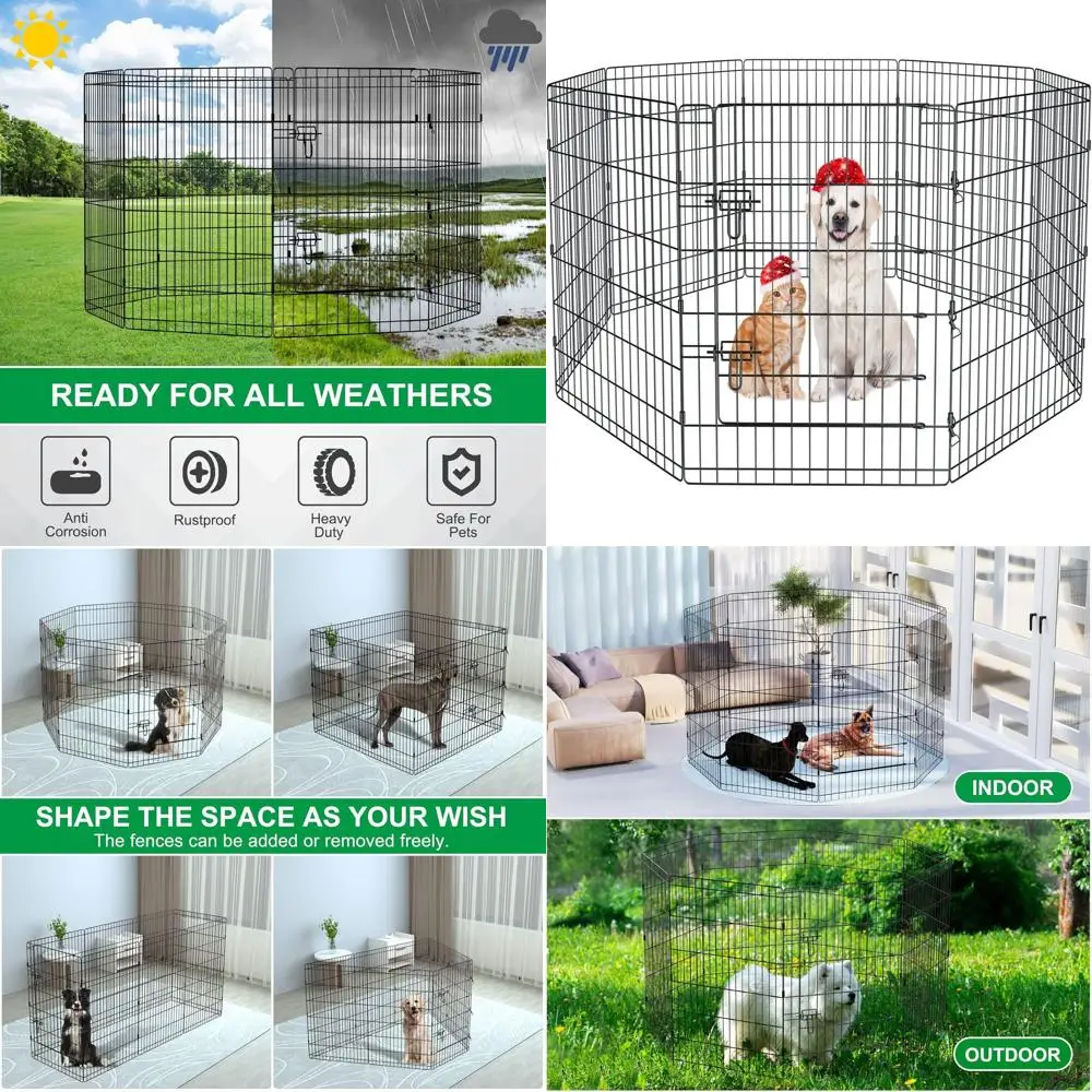 

Foldable 8-Panel Dog Exercise Pen for Medium Pets, 36 Inch, Suitable for Indoor and Outdoor Use