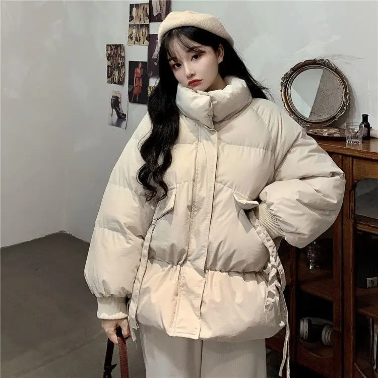 

Autumn and Winter Coat Women Cotton-padded Jacket Puffer Jacket Short Style Preppy Style Loose Keep Warm Fashion Temperament