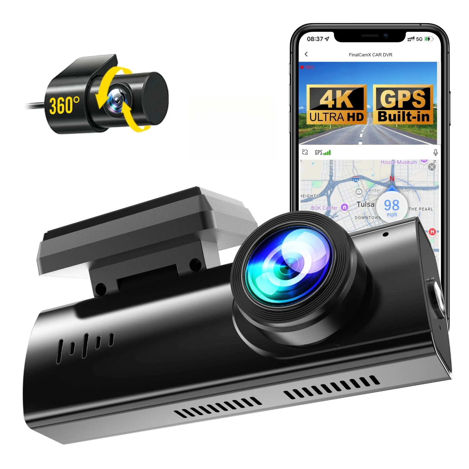4K WiFi  Car Dash Cam Drive Recorder Front Rear Camera Built-in GPS Enhanced Night Vision Parking Monitor G-sensor