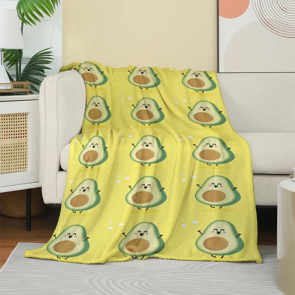 Pastel Avocado Pattern Flannel printed blanket suitable all seasons suitable for living room office sofa and travel 180x250CM