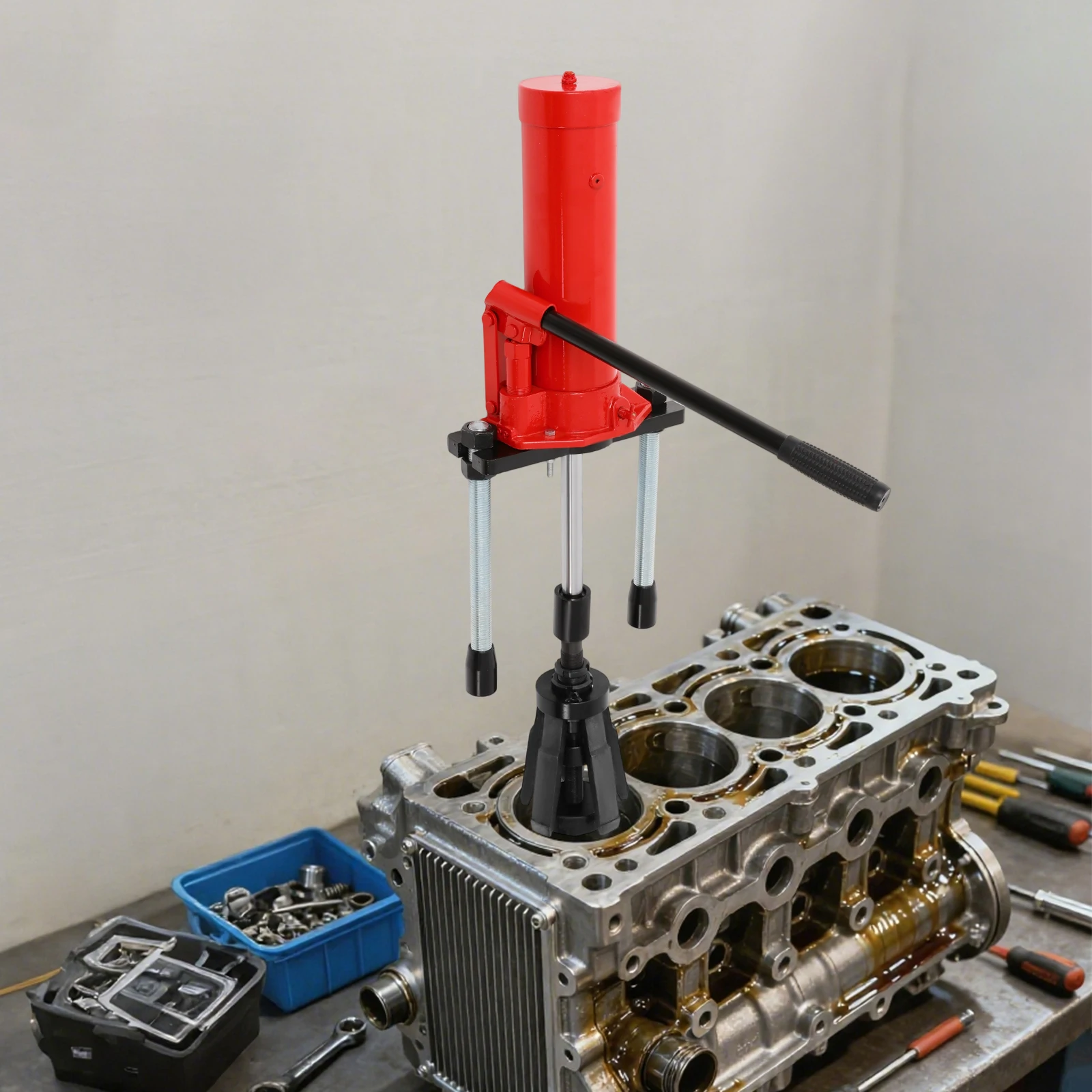 أداة سحب الأسطوانة باللون الأحمر + الأسود (المهنية وتوفير التكلفة) - متخصصة لإزالة بطانة الأسطوانة / تفكيك المحرك، وقابلة لإعادة الاستخدام