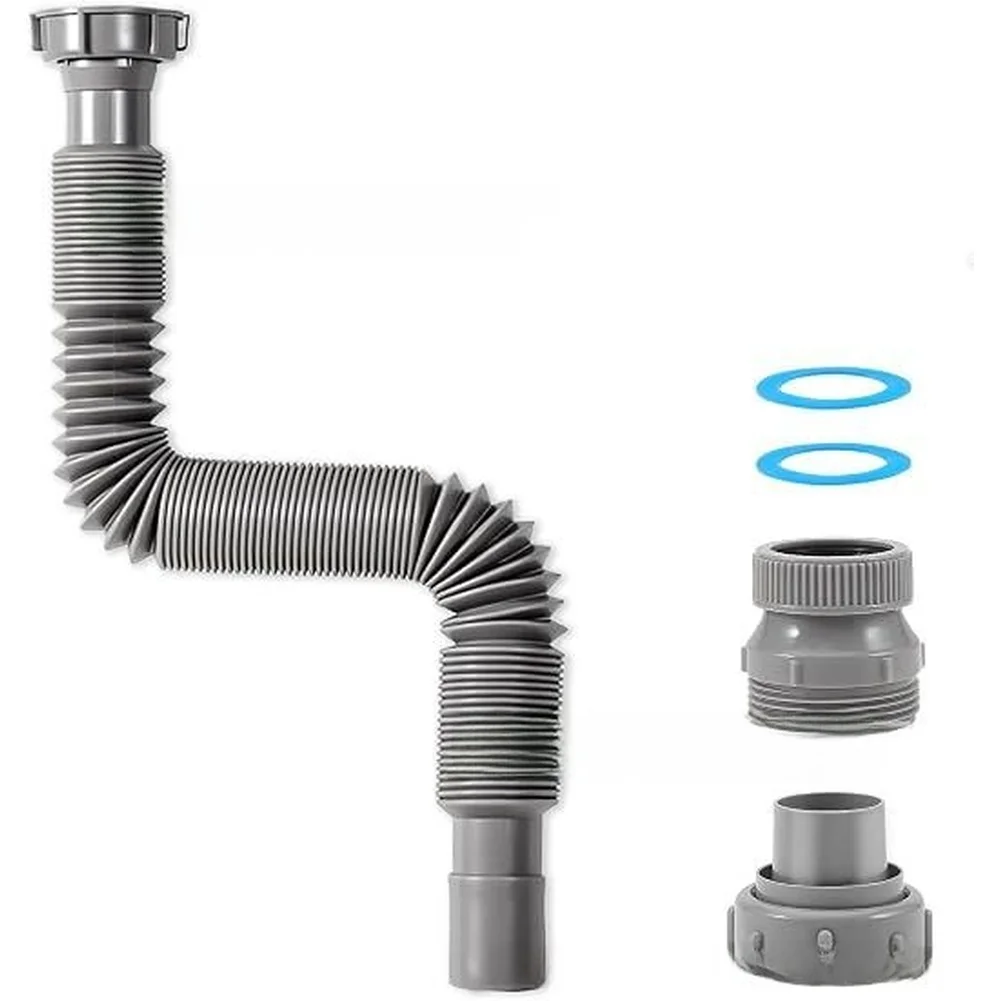 For Extreme Conditions Flexible Drain Hose Built-in Compression Gaskets Leak-proof Sealing For 1.5 Inch Threaded Drains