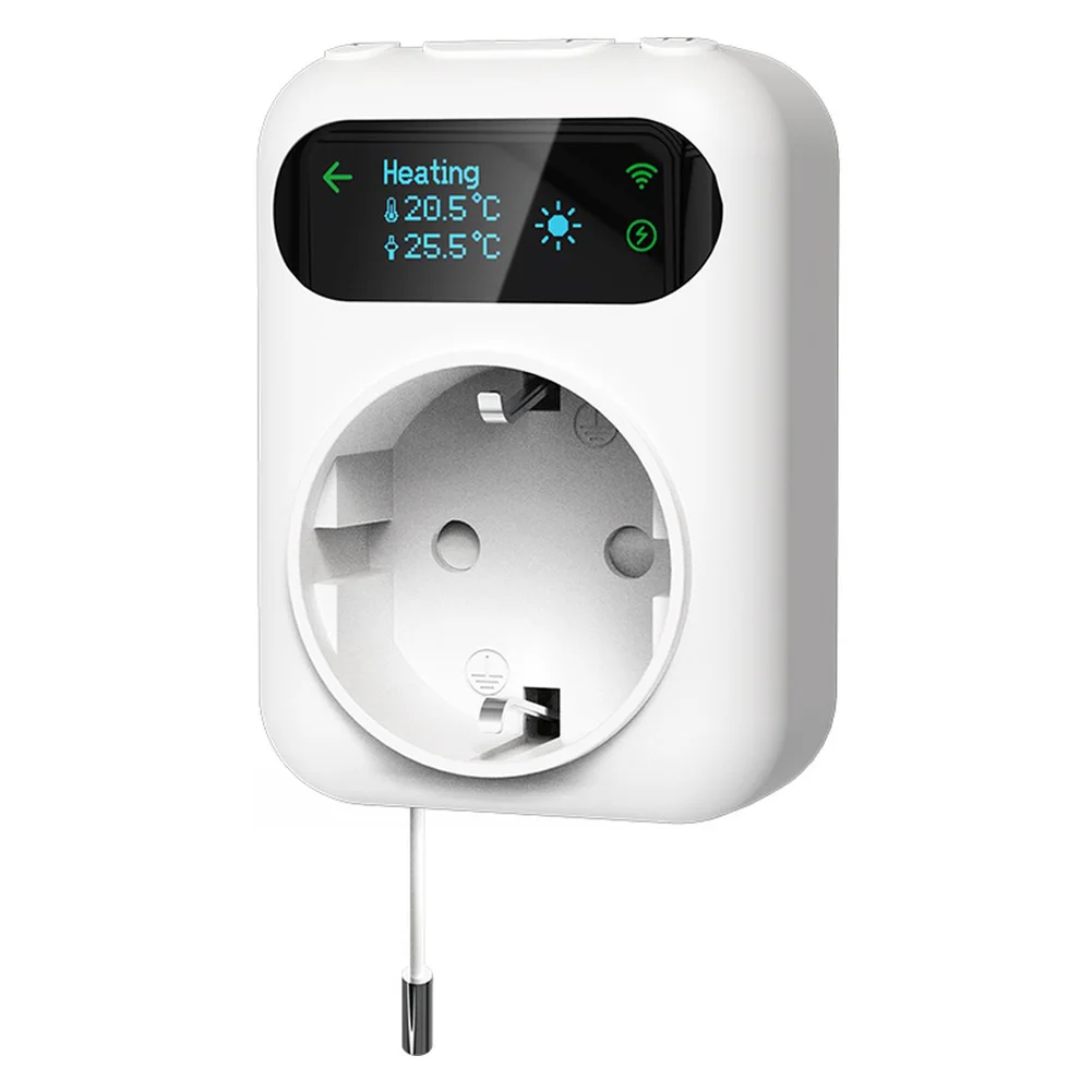 For Tuya WIFI 16A Digital Thermostat Socket Outlet Remote Temperature Controller with Clear and Intuitive Display