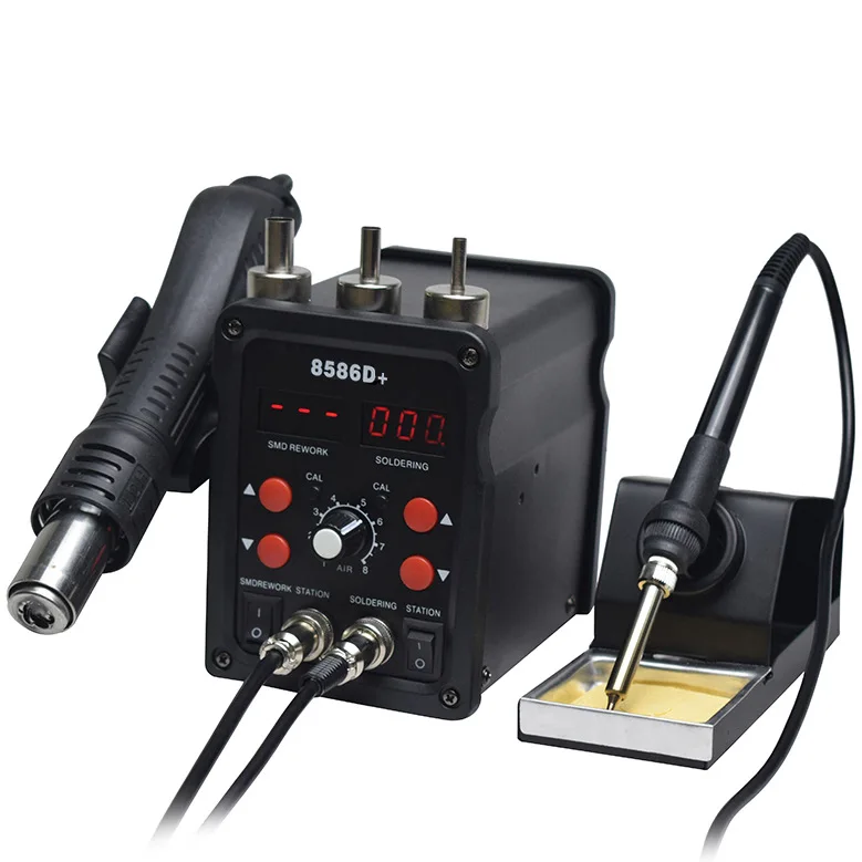 8586D+ 2 in 1 digital display hot air gun soldering station rework station electric soldering iron welding repair tool