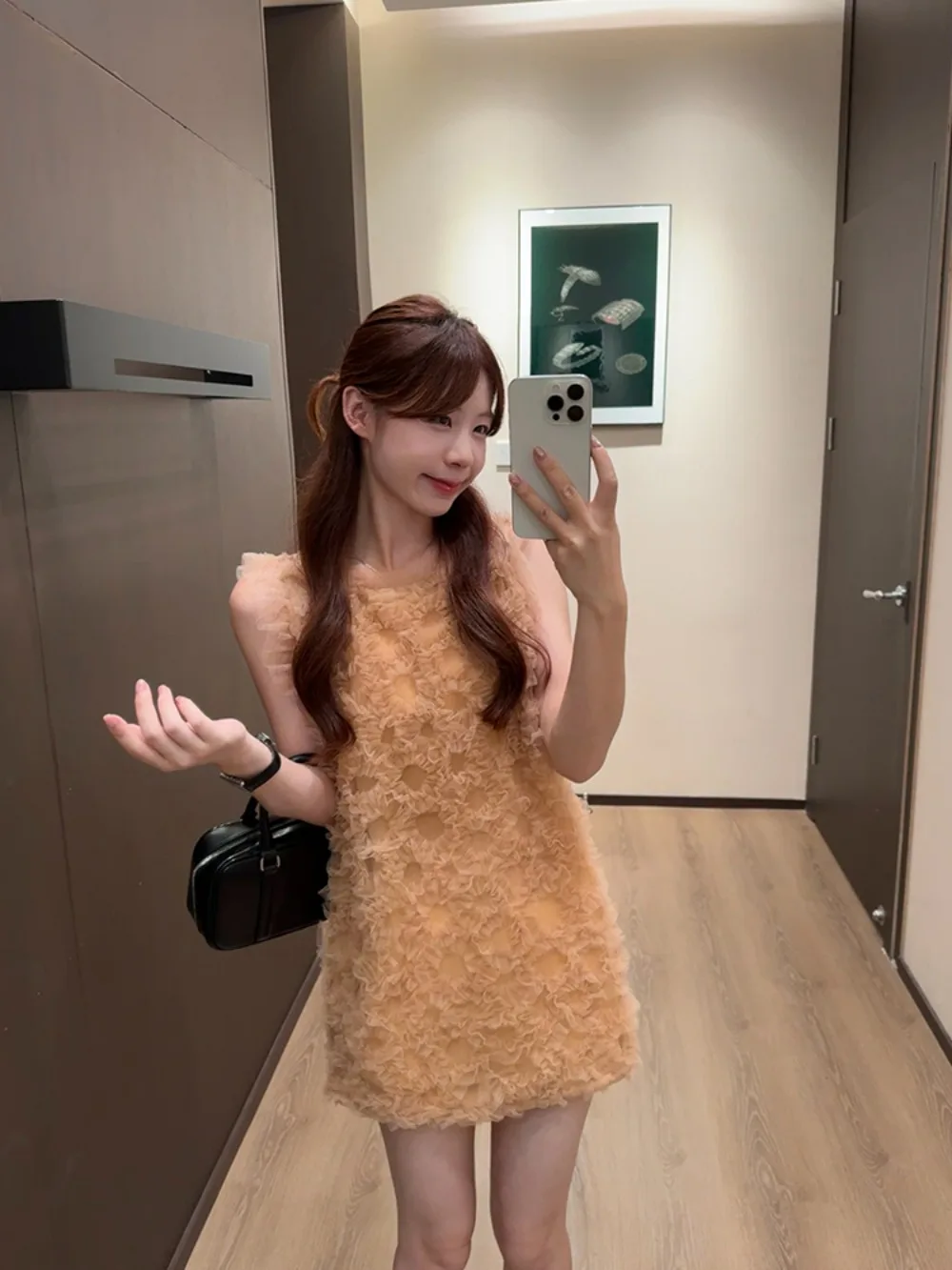 Abito a canotta in rete trasparente 2025 Estate 3D Design floreale Hedonism Estetico senza maniche Mini Coquette Moda Donna Outfit