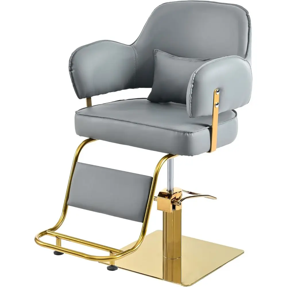 

Stylish Hydraulic Salon Chair with 360° Swivel, Height-Adjustable for Barbers and Home Use