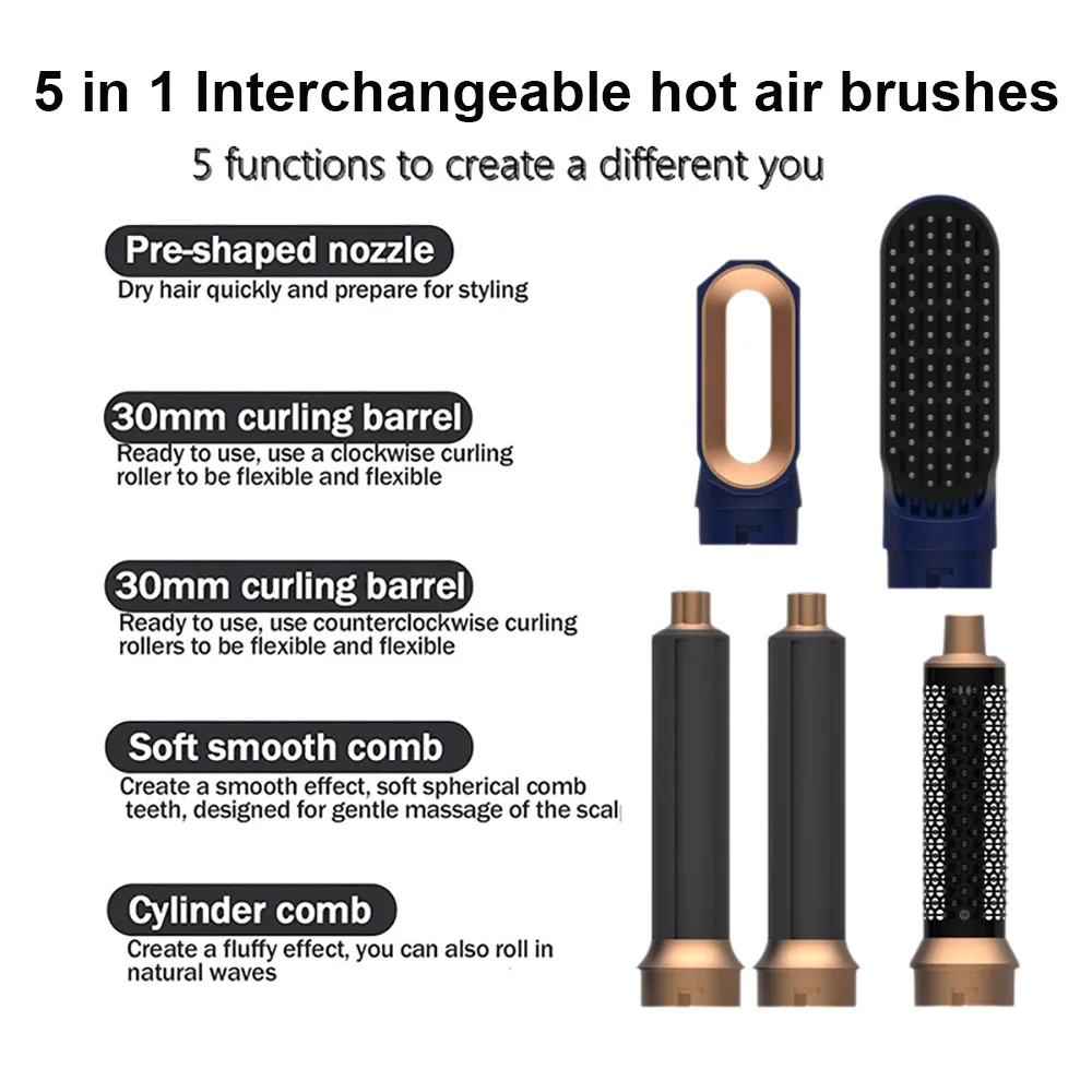 Hair Dryer Multi Hair Styler 5 in1 Curling Iron Hair Straightener With Hair Brush Hairdryer For Hair Dryer Hair Multi Styler image 4